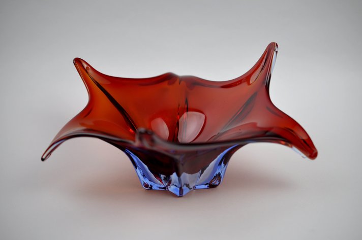 Murano Deep Red 6-Point Centerpiece Bowl