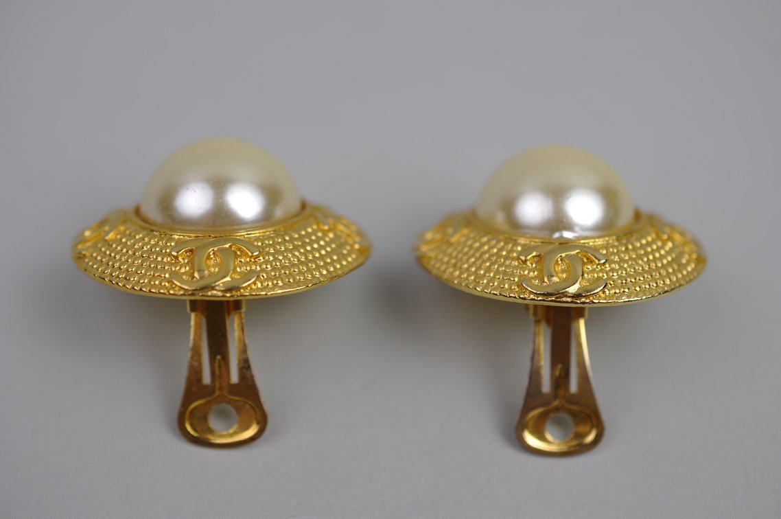 Chanel Faux Pearl Clip-on Earrings