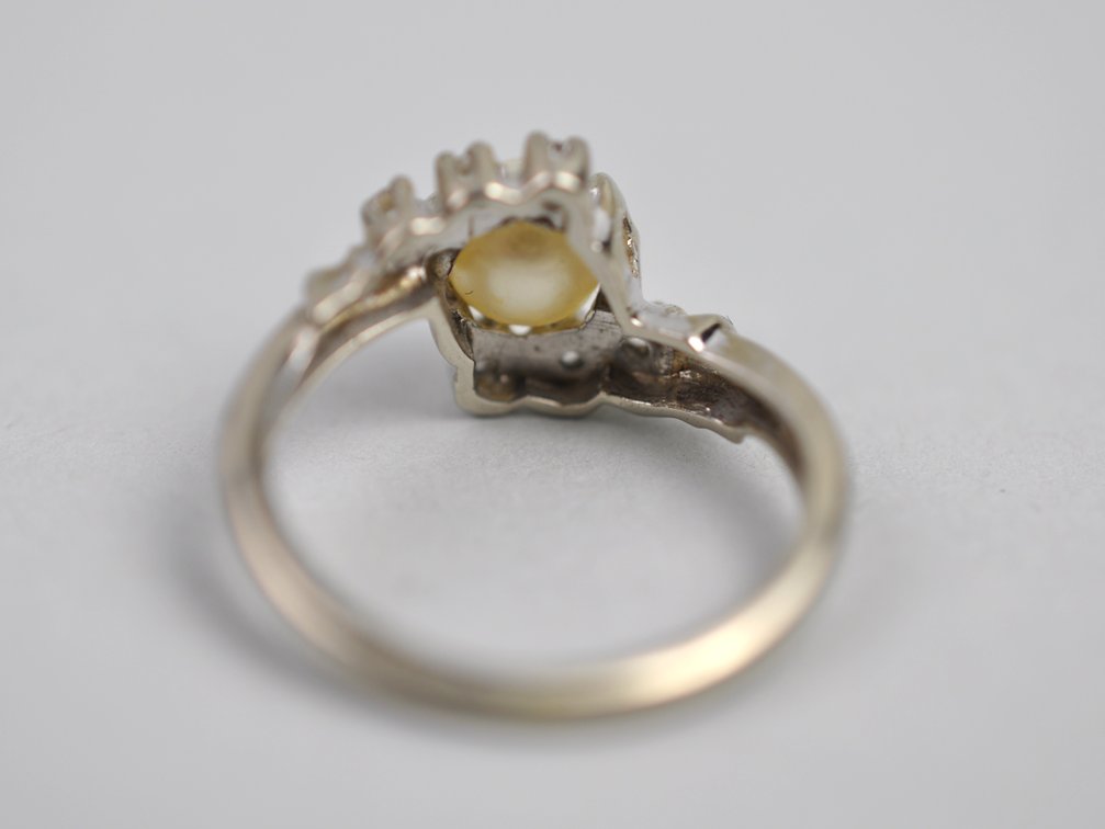 10K White Gold Quartz & Pearl Ring, photo 5 of 6
