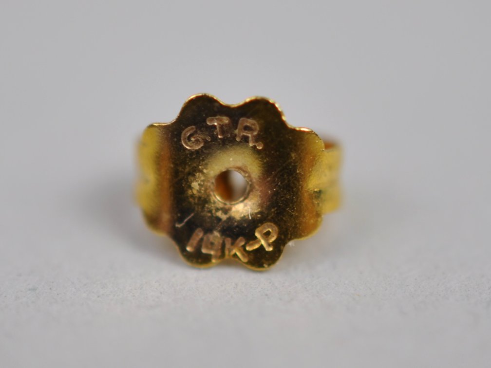 14K Gold Diamond & Emerald Stud Earrings, photo 6 of 8