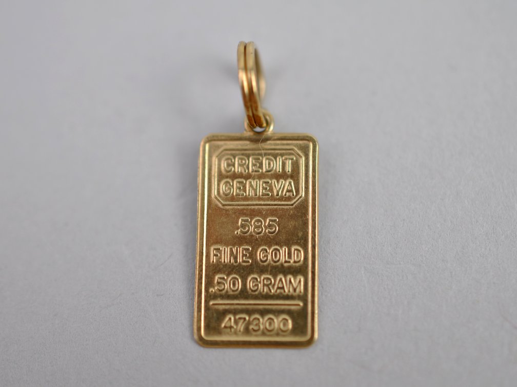 14K Yellow Gold "Bar" Charm
