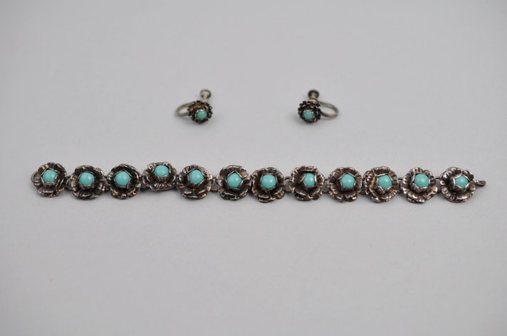 Sterling Silver Mexico Bracelet Earrings
