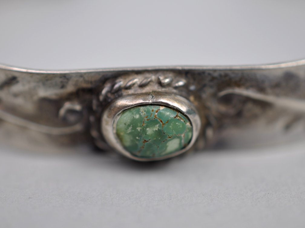 Silver Southwestern Turquoise Ring Bracelet, photo 9 of 12