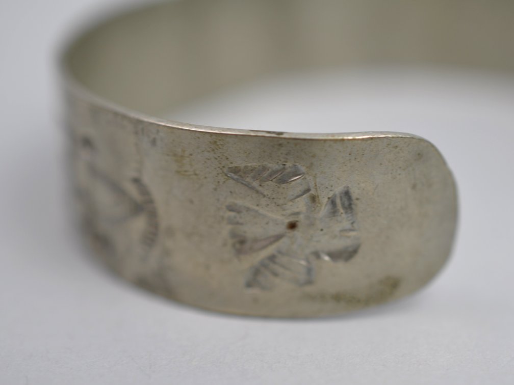 White Metal Cuff Bracelet Green Turquoise