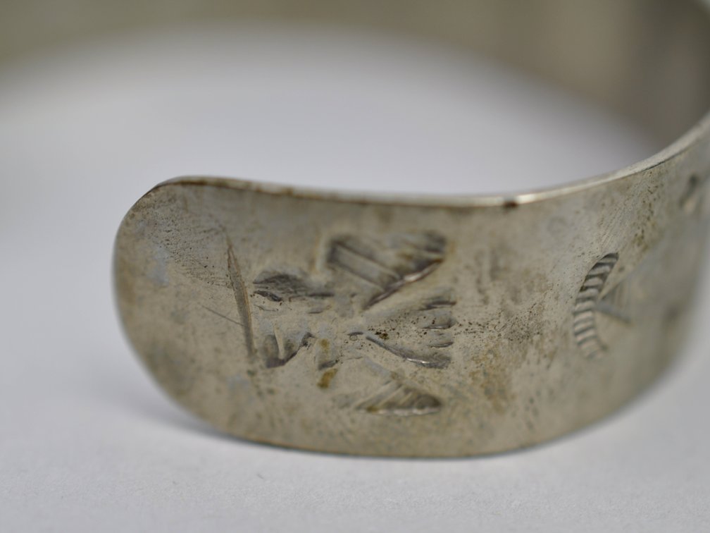 White Metal Cuff Bracelet Green Turquoise
