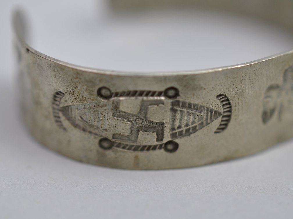 White Metal Cuff Bracelet Green Turquoise