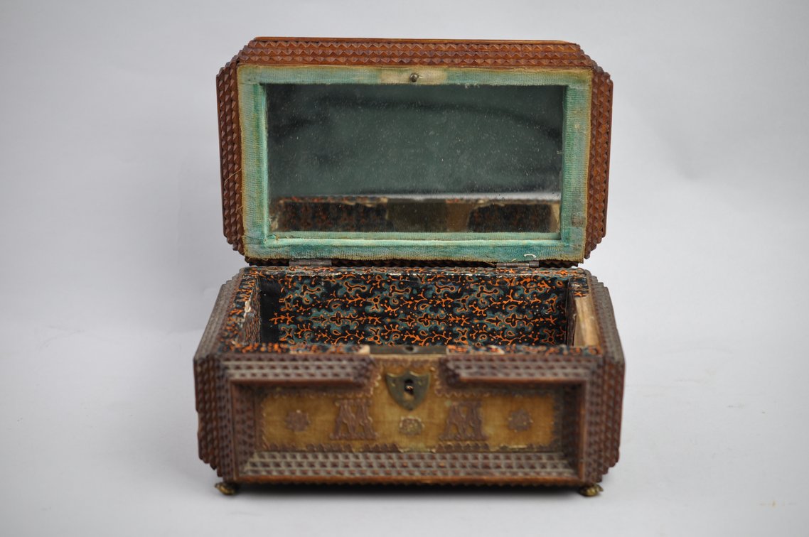 Antique Tramp Art Jewelry Box