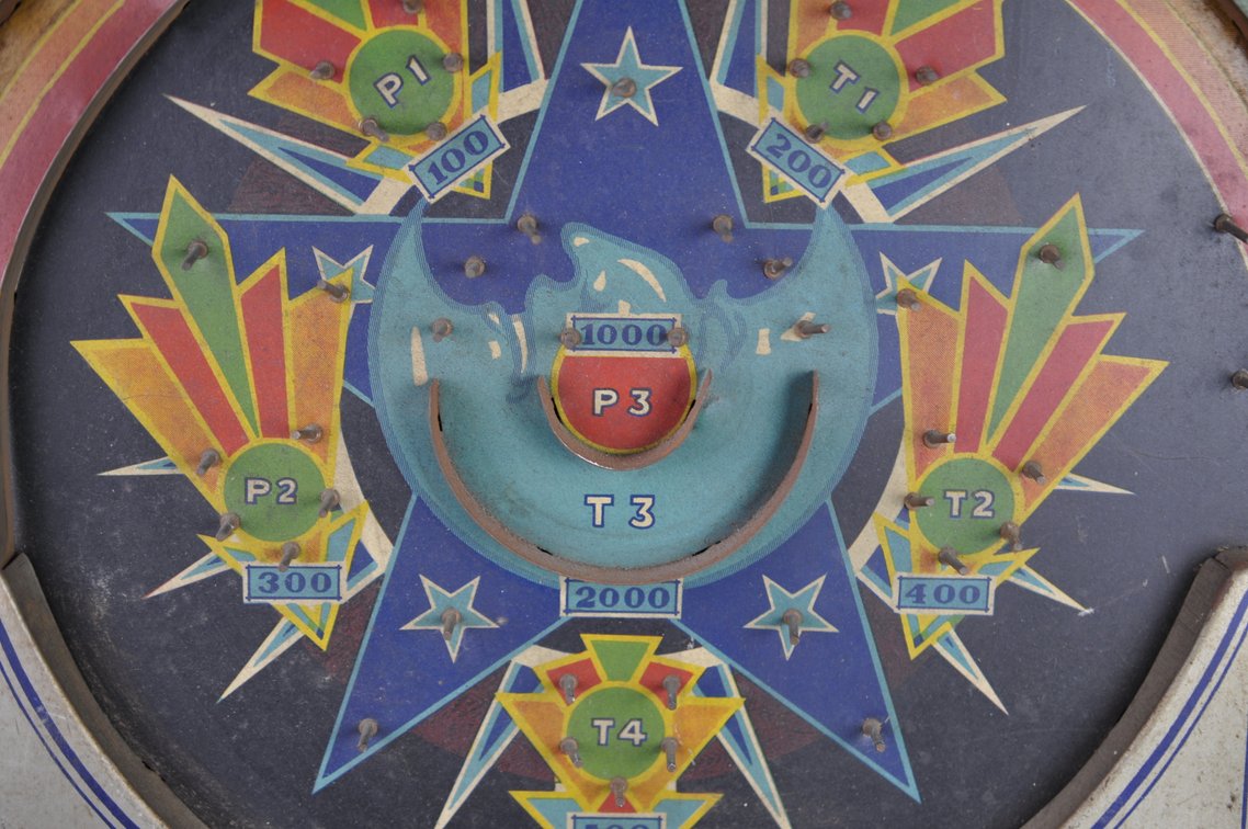 Starlight Bagatelle Tin Tabletop Pinball Game USA, photo 9 of 19