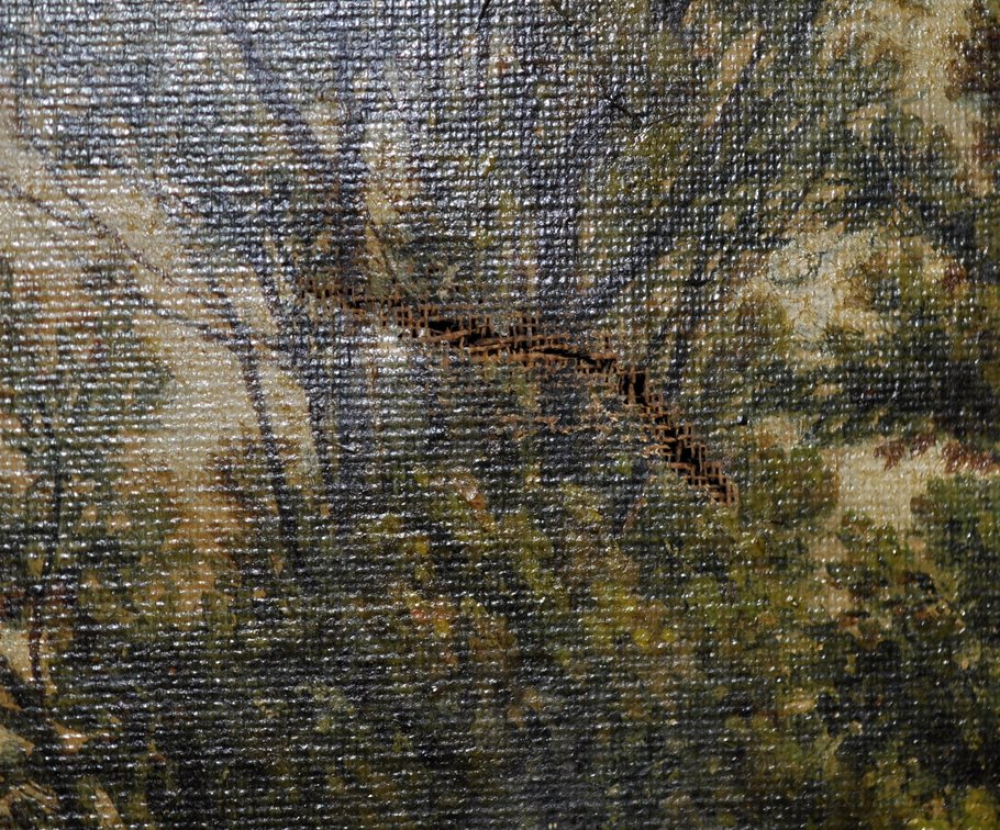 Lush River Landscape Oil Painting in Gilt Frame