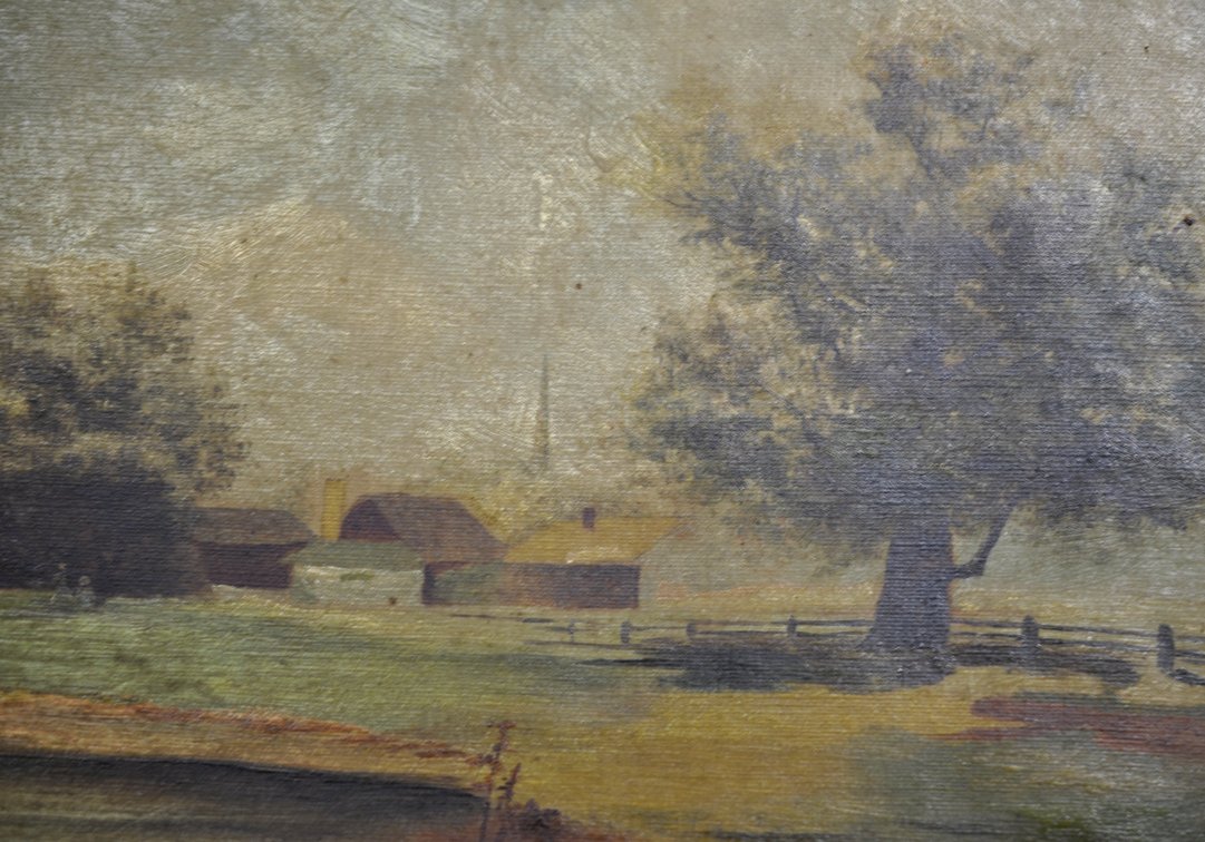 Rural Landscape Oil Painting in Gilt Frame