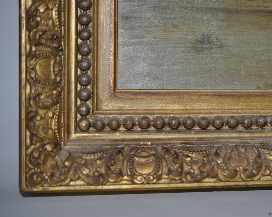 Rural Landscape Oil Painting in Gilt Frame