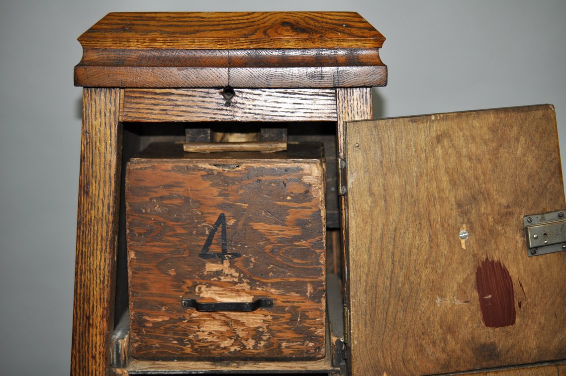 Antique Oak Church Offering/Alms Box Stand