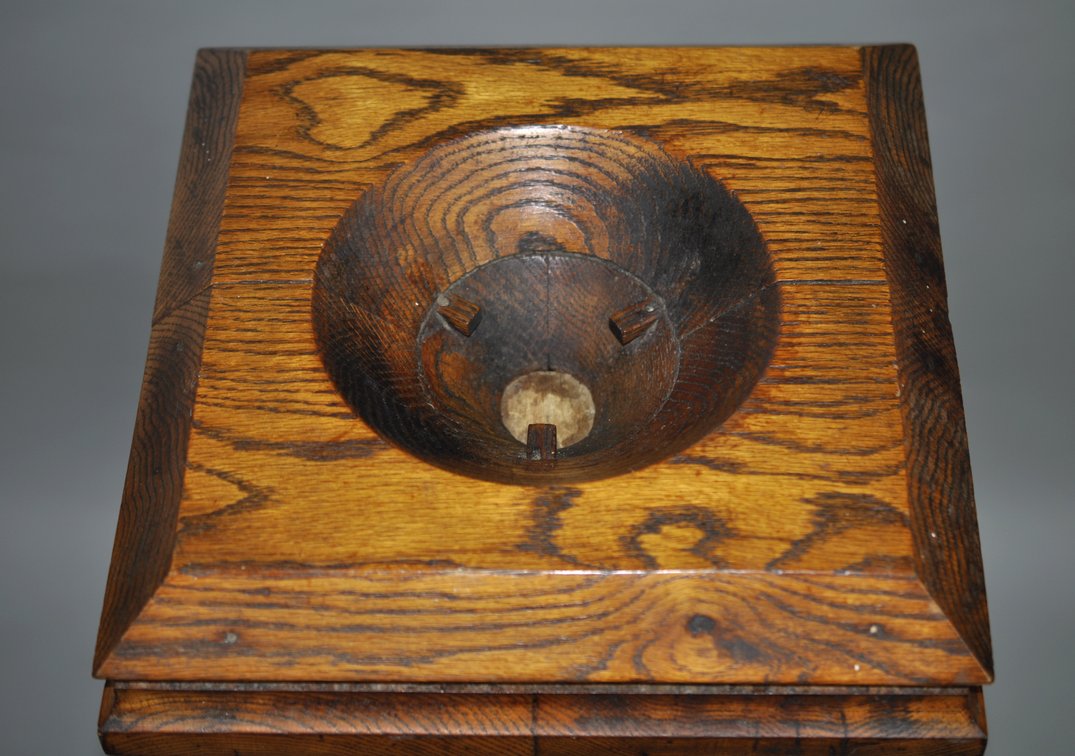Antique Oak Church Offering/Alms Box Stand, photo 12 of 22