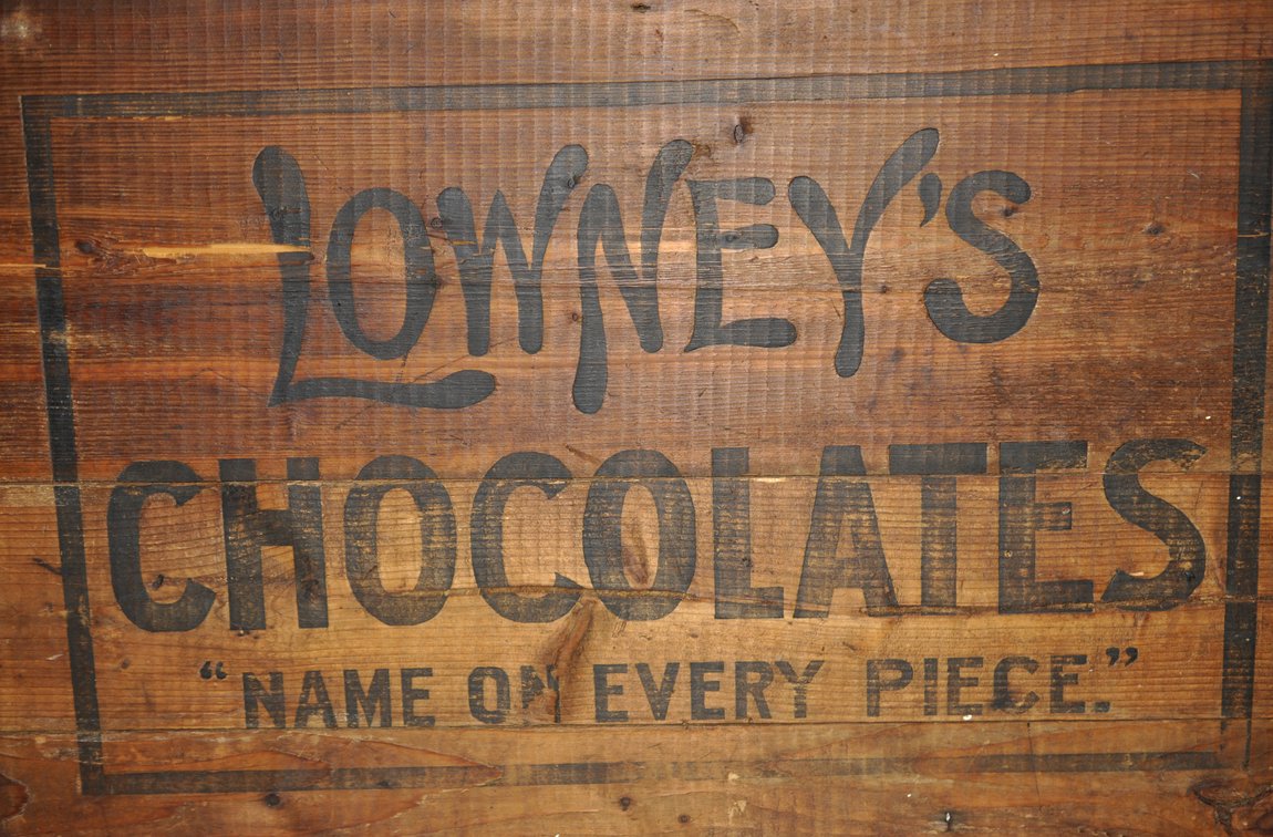 Lowney's Chocolates Advertising Wooden Crate Cart