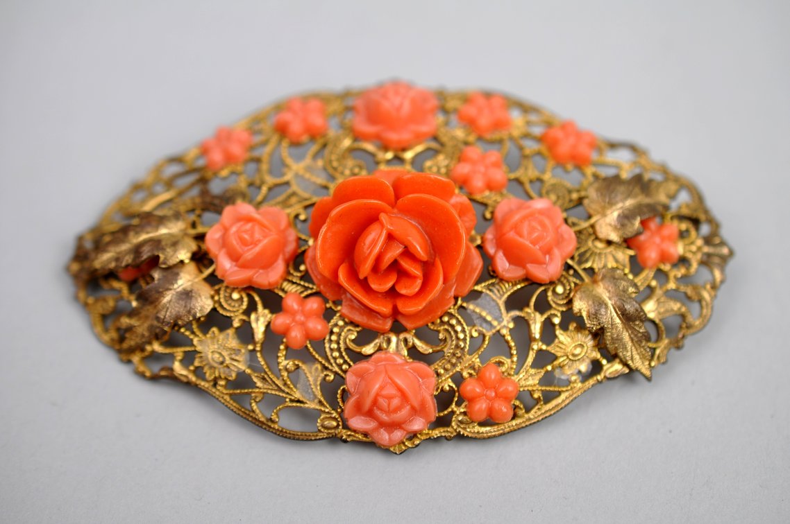 Celluloid Brooch Earrings Ring