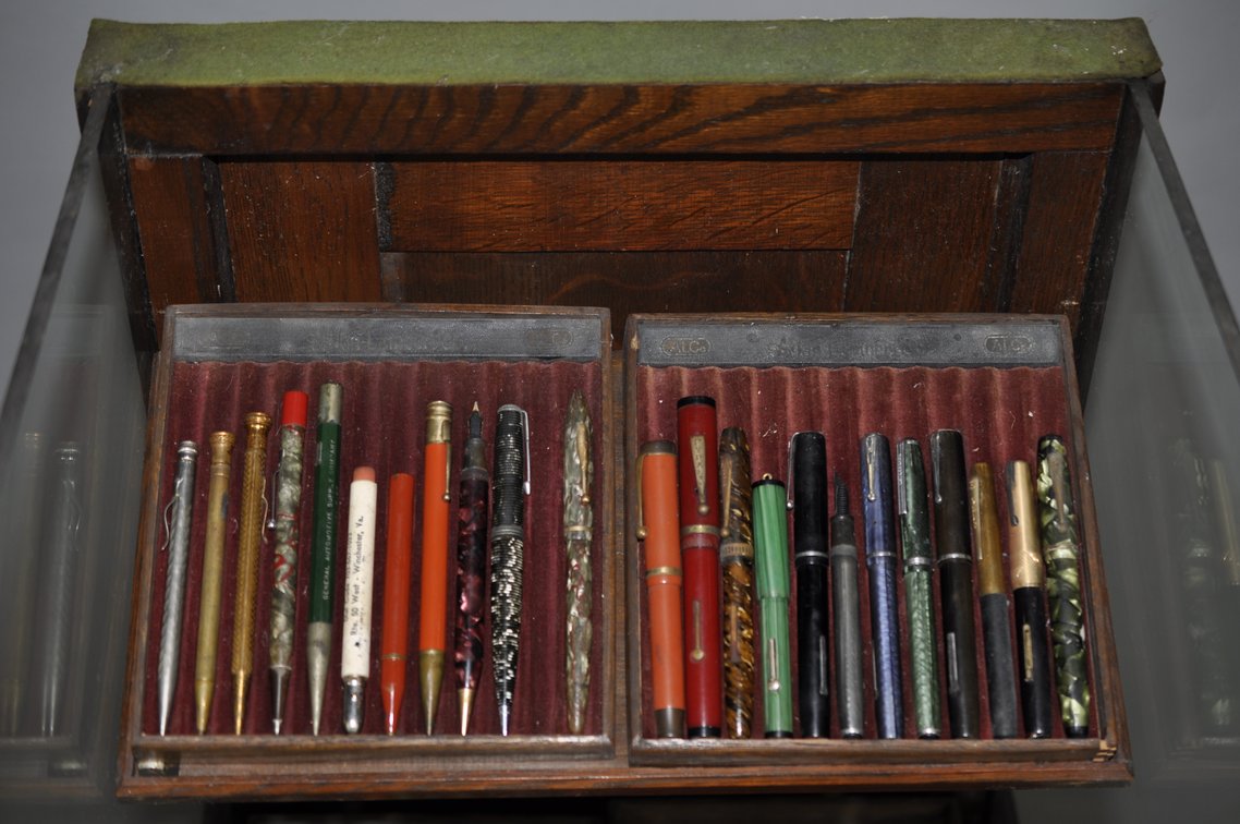 Attributed Aikin Lambert Display w Pens/Boxes, photo 2 of 17