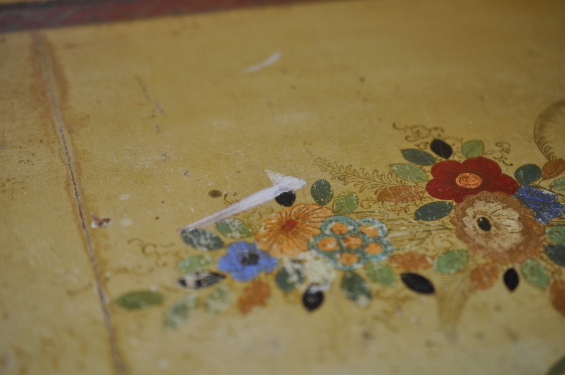 Chinoiserie Painted Hutch Cabinet w/ Key, photo 12 of 37