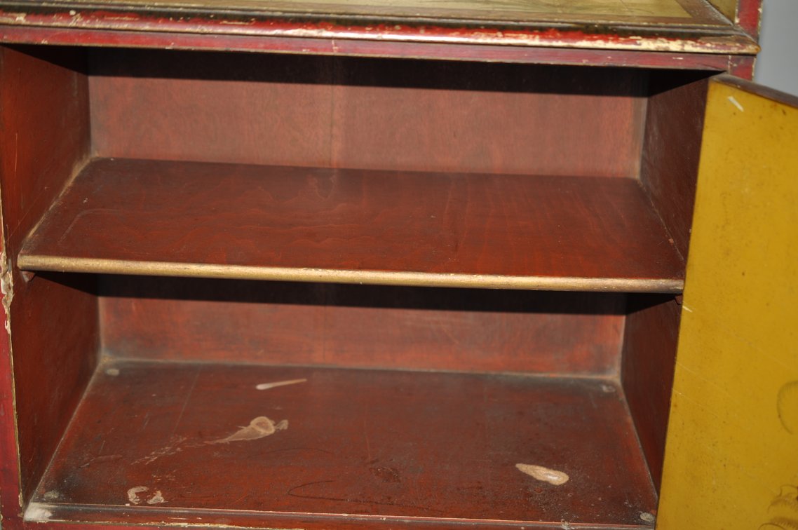 Chinoiserie Painted Hutch Cabinet w/ Key, photo 14 of 37