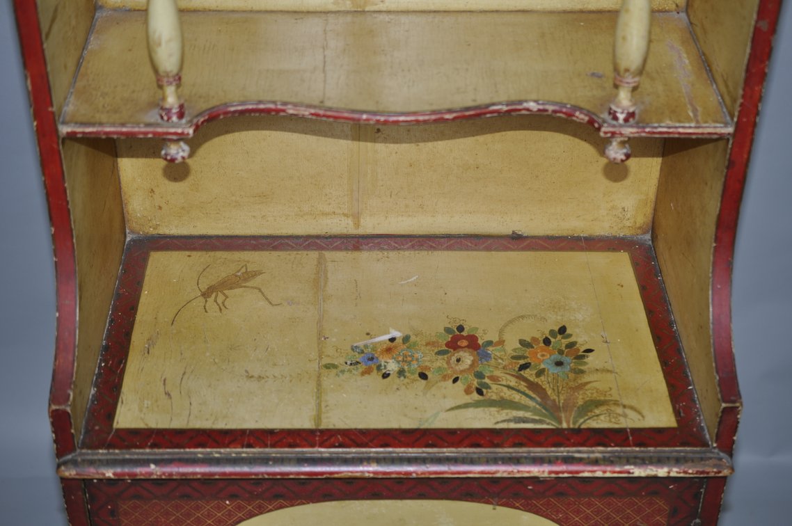 Chinoiserie Painted Hutch Cabinet w/ Key
