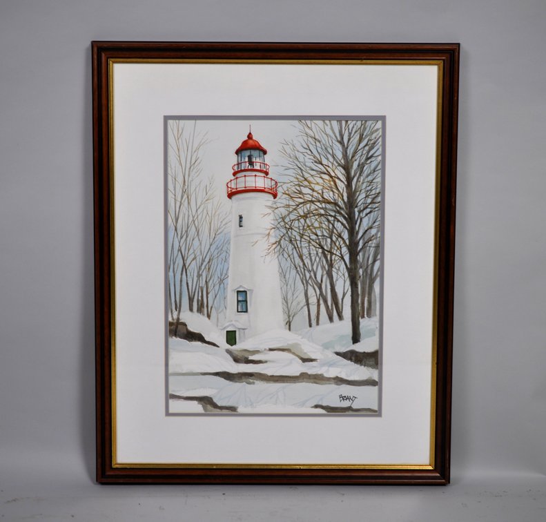 Peter Briant Watercolor – Marblehead Light, photo 2 of 8