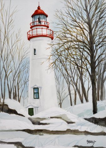 Peter Briant Watercolor – Marblehead Light