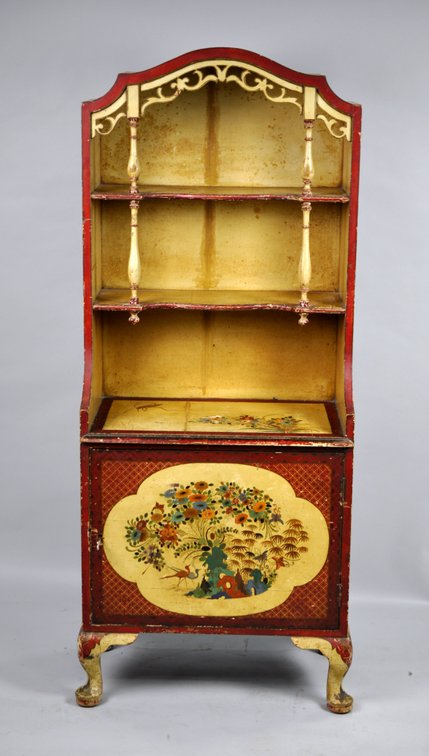 Chinoiserie Painted Hutch Cabinet w/ Key