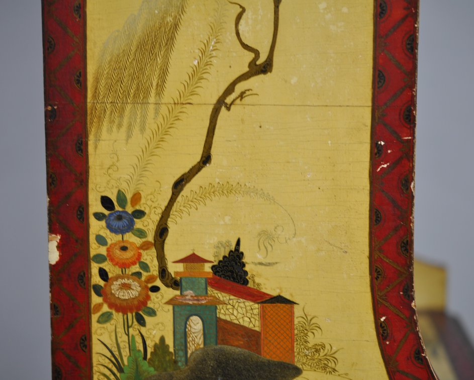 Chinoiserie Painted Hutch Cabinet w/ Key, photo 34 of 37
