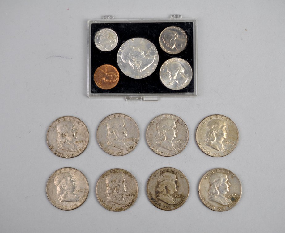 1962 U.S. Mint Set & Eight Franklin Half Dollars