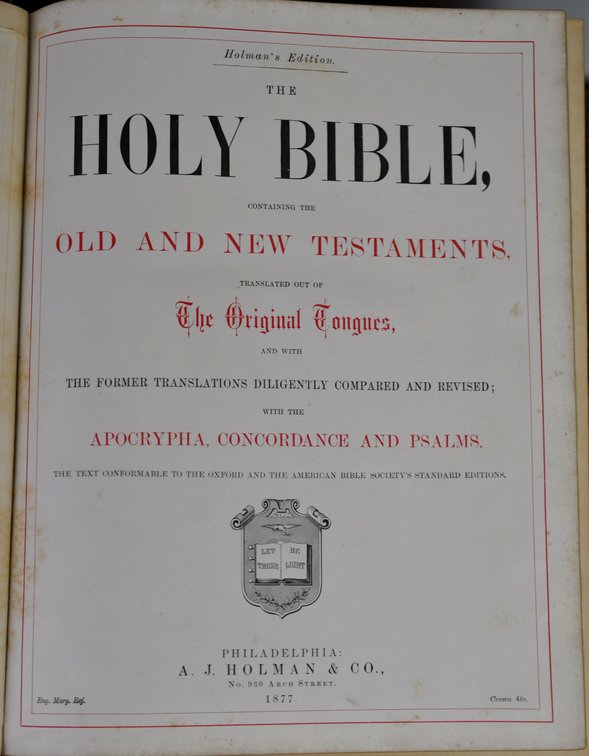 1877 A.J. Holman & Co. Holy Bible, photo 15 of 17