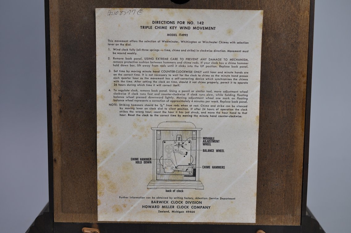 Howard Miller Mantel Clock with Keys, photo 14 of 16