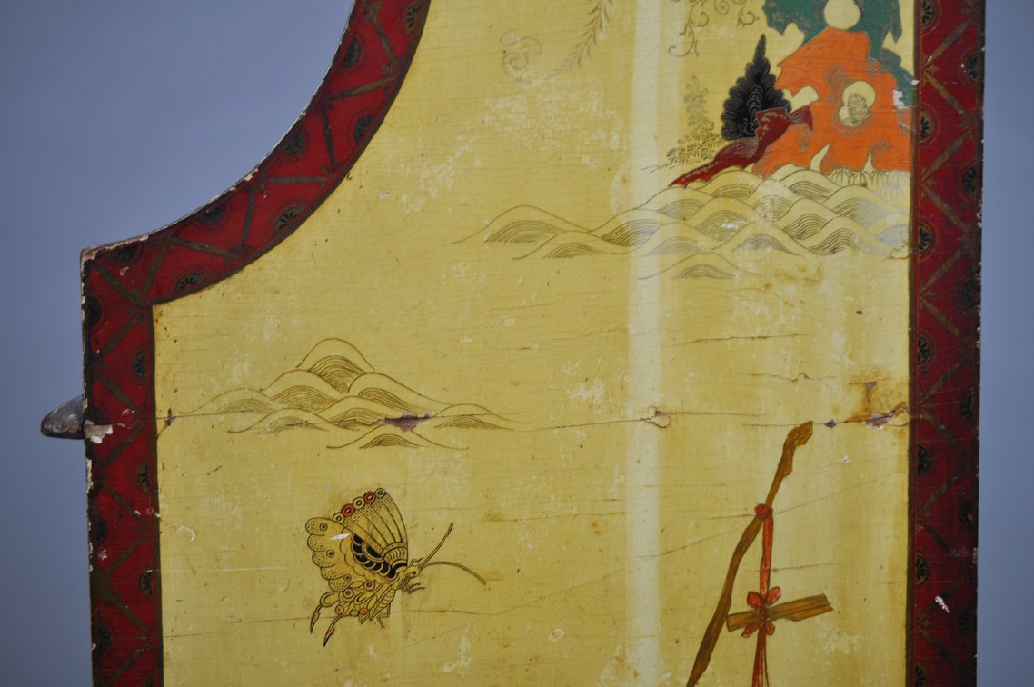 Chinoiserie Painted Hutch Cabinet w/ Key, photo 22 of 37