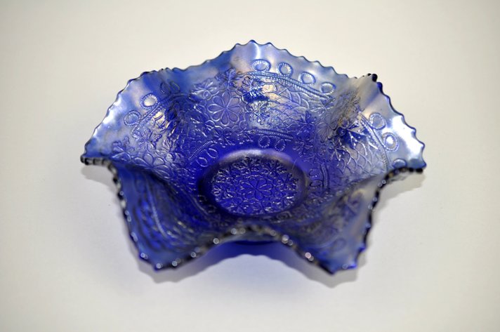 Fenton Cobalt Blue Carnival Glass Bowl