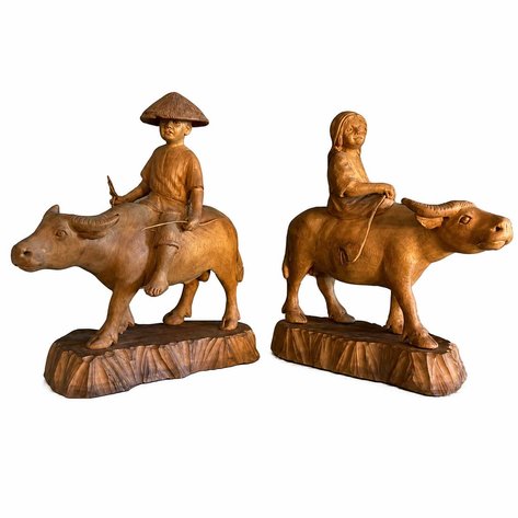 José Caancan (1877–1965) - A lot of 2 wooden sculptures