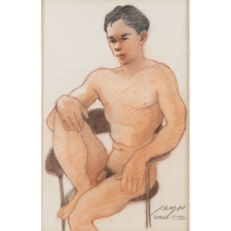 José Joya (1931–1995) - Seated Male Nude