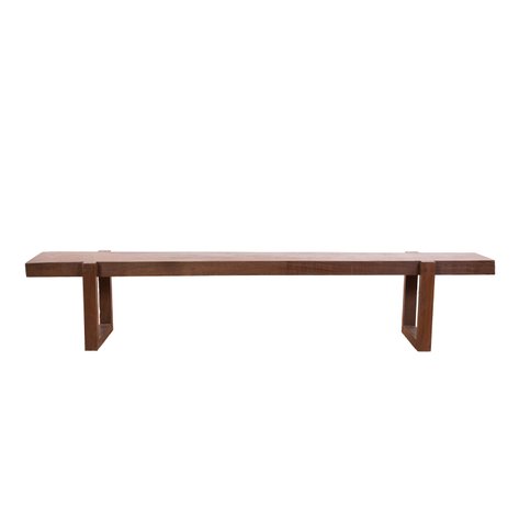 Osmundo Esguerra (1940–2017) - A sleek magkuno wood bench featuring a minimalist industrial trestle base