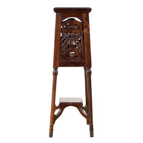 Emilio Alvero (1886–1955) - An Art Nouveau jardiniere stand with hand-carved floral openwork shield and under shelf for a drip catching basin