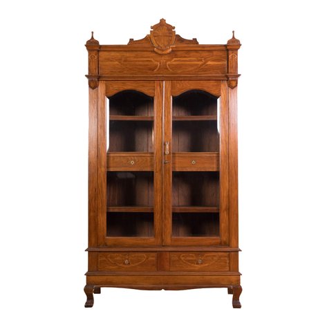 Emilio Alvero (1886–1955) - An Art Nouveau glass-fronted aparador (armoire) with inlaid whiplash motifs