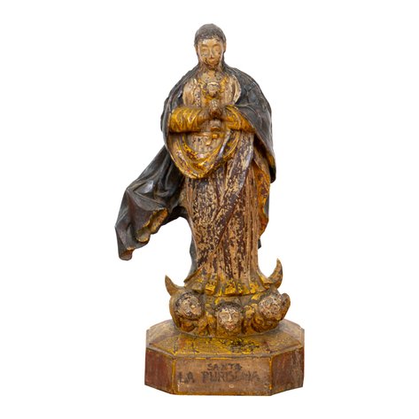 A rare de tallado classical image of Nuestra Señora de la Portería (Our Lady of the Gate)