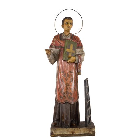 An exceptional life-size de tallado image of San Lorenzo Diacono, attributed to the Taller de Irineo Cristobal