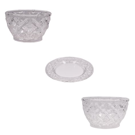 Tiffany & Co. - A lot of 3 matching crystal serving vessels in the bamboo pattern