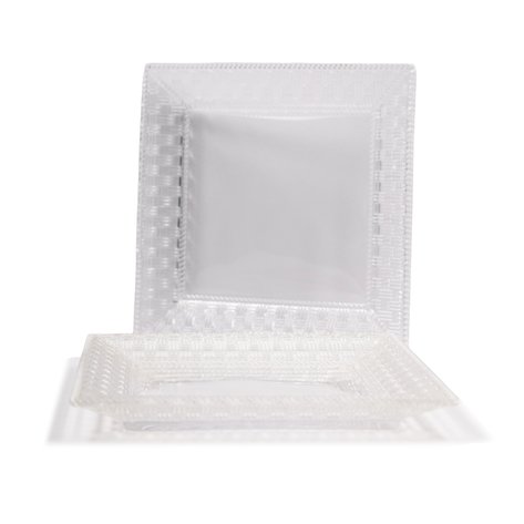 Tiffany & Co. - A pair of large crystal square bowls in the basket weave pattern