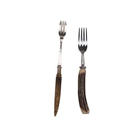 A pair of forks with stag antler handles