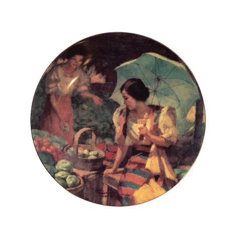 Fernando Amorsolo (1892–1972) - A limited-edition ceramic plate of 'Woman with Blue Parasol (Detail)'