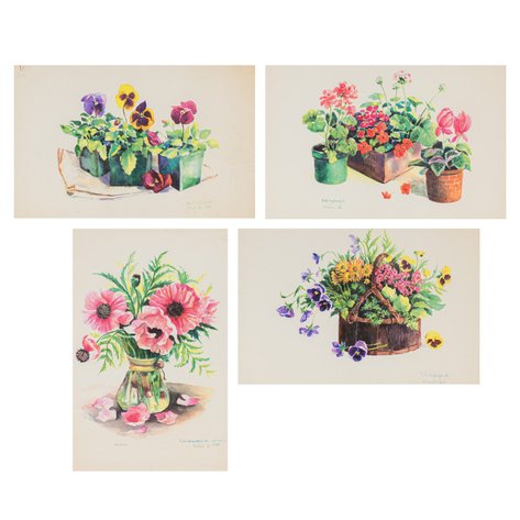 Anita Magsaysay-Ho (1914–2012) - A lot of 4 prints from the 'Vancouver Watercolour Flower' series