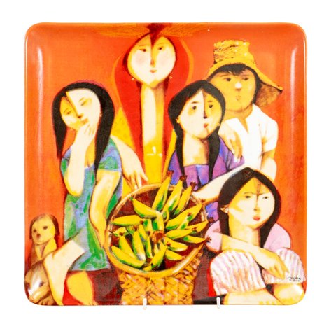 Mauro "Malang" Santos (1928–2017) - A limited-edition ceramic plate of '2 Dogs and 20 Bananas... That's All They Have'