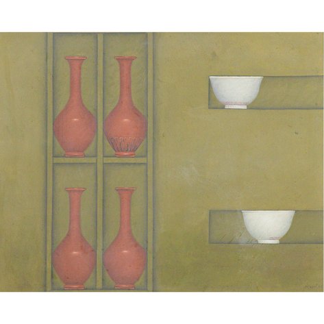 Nikulas Lebajo (b. 1972) - Four Chrysanthemum Vases and Two Tea Bowl