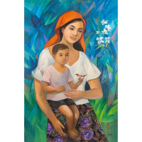 Eddie Sarmiento (b. 1940) - Mother and Child