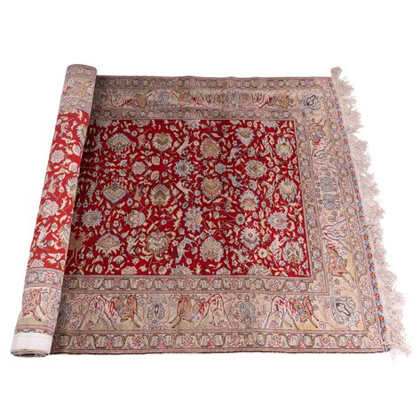 A traditional red Oriental carpet