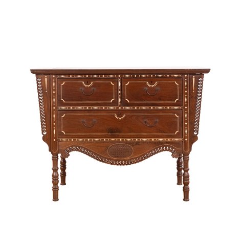 An Olympic style mesa altar (altar table) highlighting an exceptional pierced openwork chain-link apron and flanges