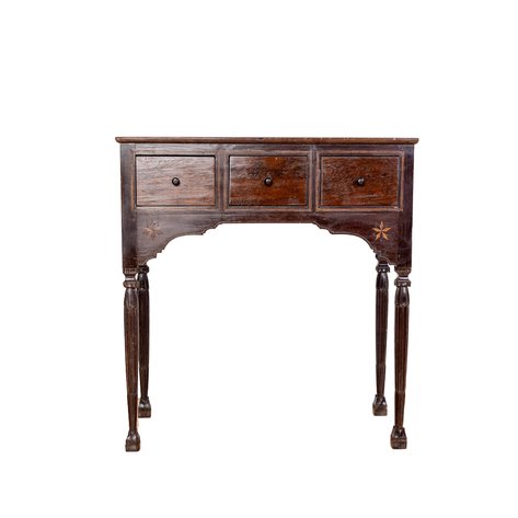 A rare provincial mesa altar (altar table) with unusual tapered octagonal faceted legs and folk starburst inlays